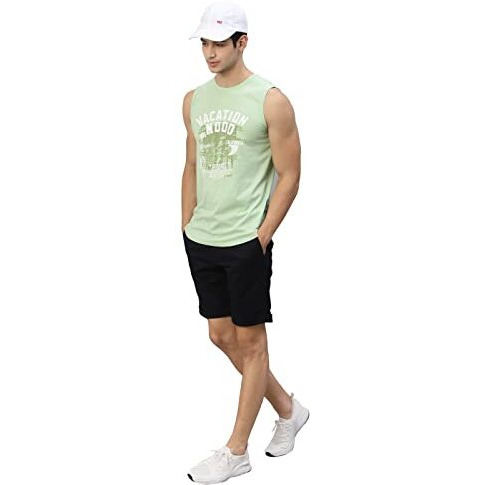 Rigo Stylish Cotton Printed Vest For Men | Round Neck, Slim Fit, Sleeveless T-Shirt Vest For Man | Casual Innerwear Sando For Men & Boys - Perfect For Workouts Gym, Vacations, And Beaches Mint