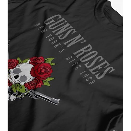 Indissh Music Band Gnr-A3 Printed Regular Half Sleeves Cotton T-Shirt - L | Black