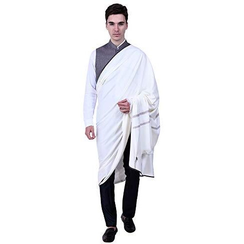 Swi With Label Stylish Men's Woven Wool Lohi/Shawl/Chadar (Mt3_White_Free Size)