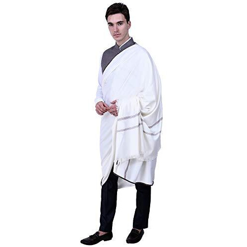 Swi With Label Stylish Men's Woven Wool Lohi/Shawl/Chadar (Mt3_White_Free Size)