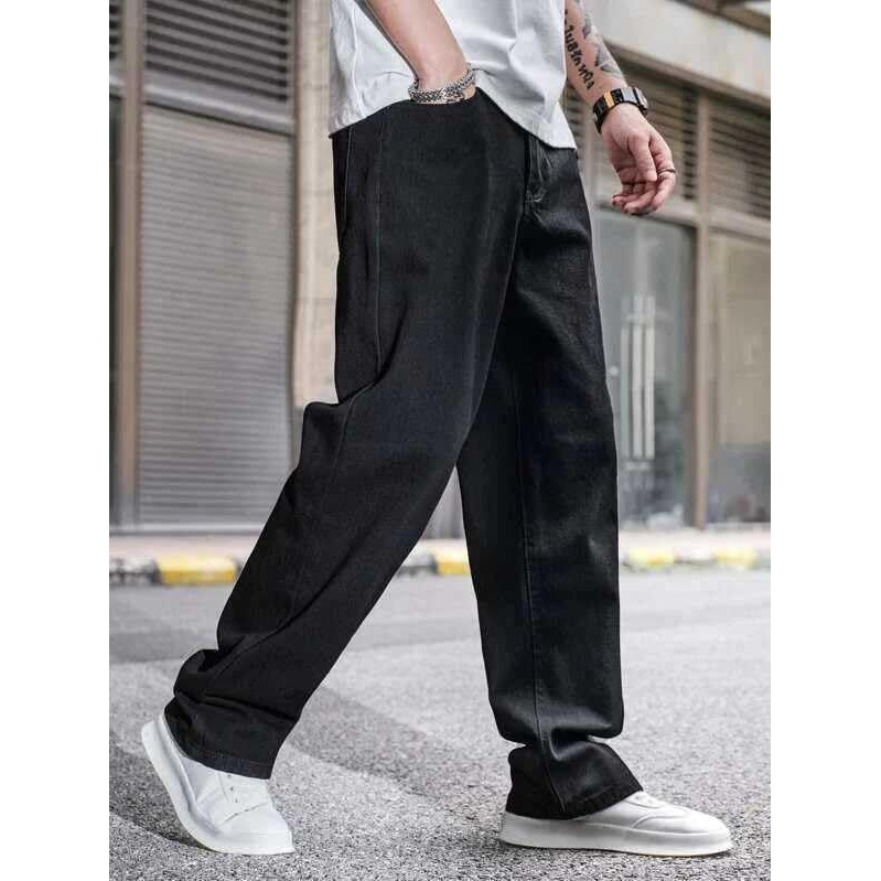 Greciilooks Regular Cargo Pant Baggy Loose Fit | Cotton Jeans For Men (Gl-Mj-02_Black_28) | Rise Style High Rise