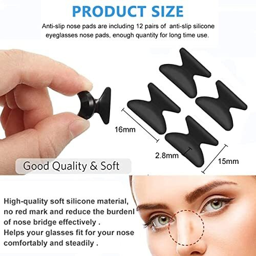 Maycreate 12 Pairs Eyeglass Nose Pads,Anti-Slip Silicone Glasses Nose Support Pads Replacement,Anti-Slip Air Chamber For Full Plastic Frames