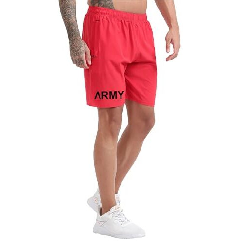 Blue Star Shark - Men's Regular Fit Polyester Blend Shorts | Casual Shorts | Half Track Paint's | Comfortable Rich Solid Design Shorts With Zip Pocket Red