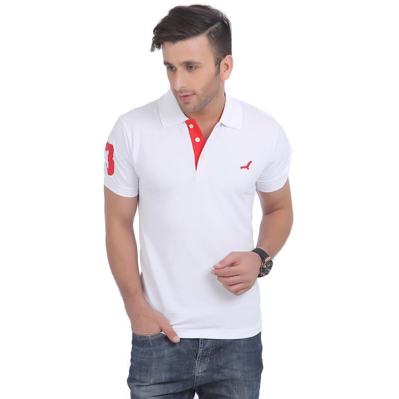 American Crew Cottonpoly Solid Polo T-Shirt With No.3 Applique For Men (Ac021R-M_White)