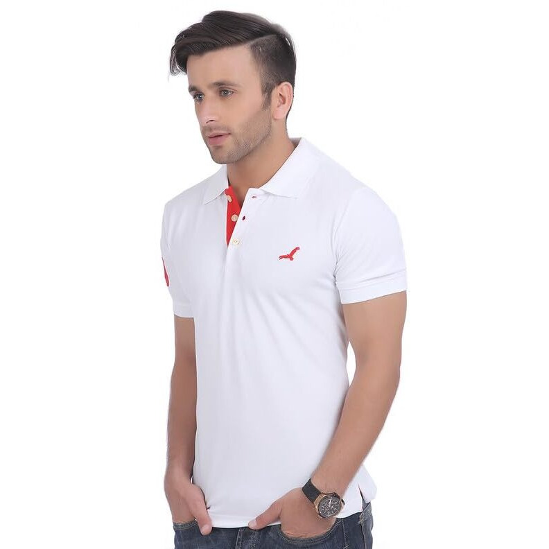 American Crew Cottonpoly Solid Polo T-Shirt With No.3 Applique For Men (Ac021R-M_White)