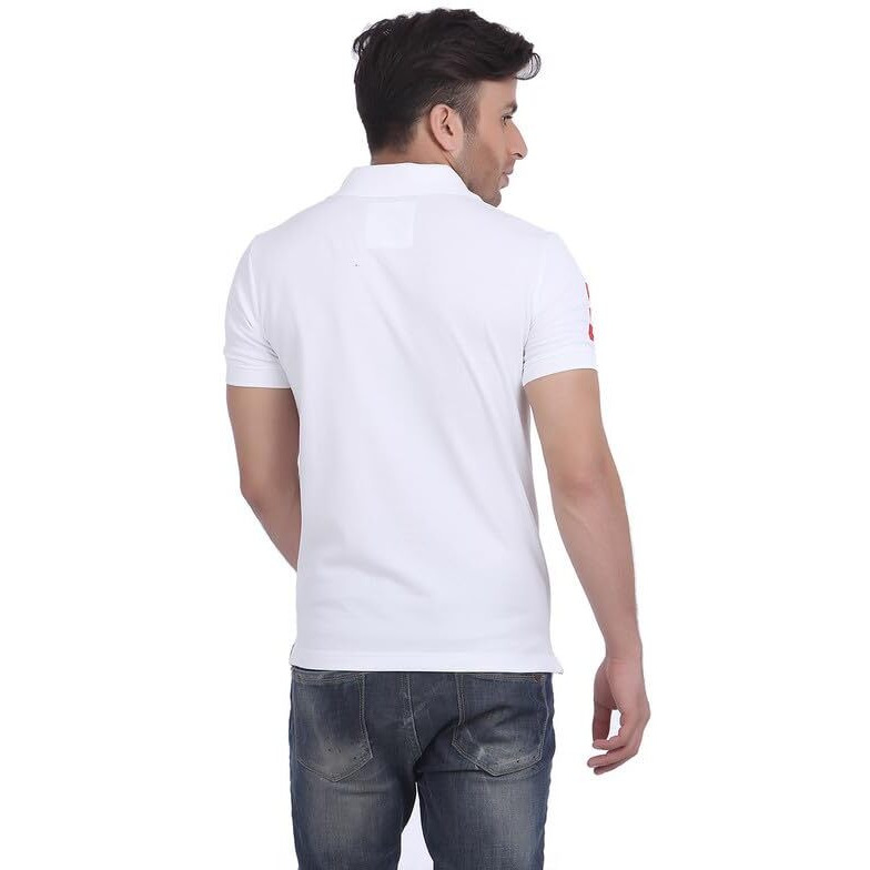 American Crew Cottonpoly Solid Polo T-Shirt With No.3 Applique For Men (Ac021R-M_White)