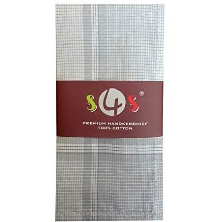 S4S Men's 100% Cotton Premium Multicolor Assorted Handkerchiefs (Light Color Checks_48Cm X 48Cm_Pack Of 12)