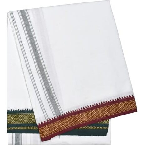 Tuni Mani Men's Pure Cotton Single Dhoti/Length 1.92Meter / (Single Dhoti, Spl Thalapathy White)