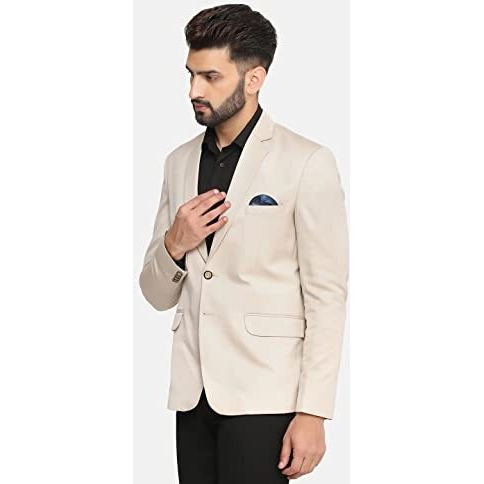 Tahvo Men's Single Breasted Regular Blazer (310071-38_Beige