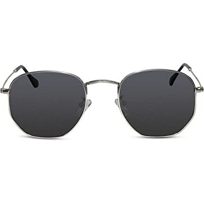 Lenskandy Metal Hexagonal Polarized Sunglasses For Men & Women Uv Protection | 3702-Silver