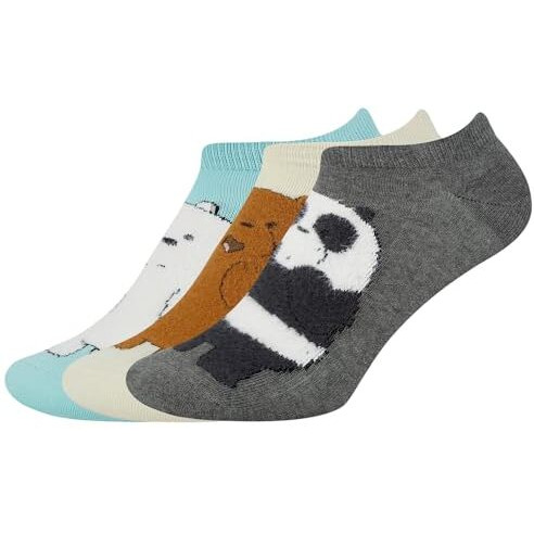 Balenzia We Bare Bears Fur Lowcut Socks With Gift Pack For Women (Pack Of 3)(Free Size)| Made With 100% Combed Cotton & Spandex