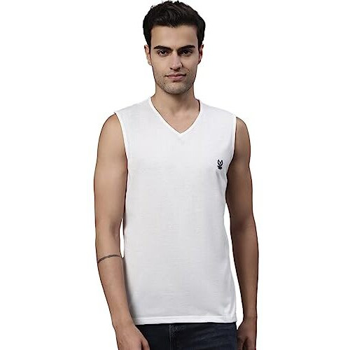Mack Jonney Regular Fit Cotton Solid White Gym Vest For Men-V_Sl_White_01-Xl