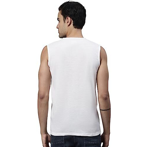 Mack Jonney Regular Fit Cotton Solid White Gym Vest For Men-V_Sl_White_01-Xl