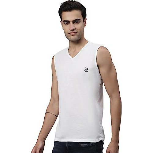 Mack Jonney Regular Fit Cotton Solid White Gym Vest For Men-V_Sl_White_01-Xl