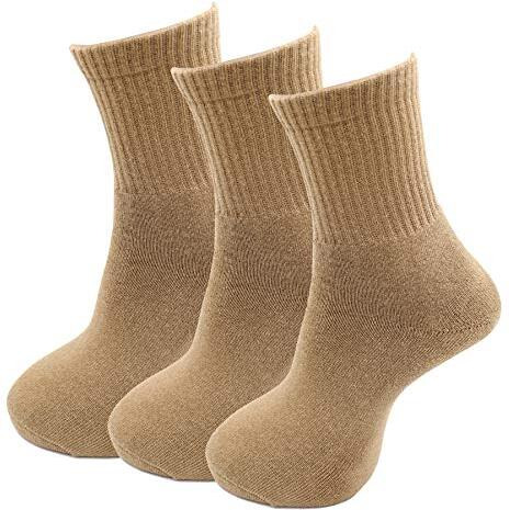 Rc. Royal Class Men's Cotton Ankle Length Terry Cushion Solid Khaki Socks (Pack Of 3 Pairs), Assorted