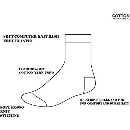 Rc. Royal Class Men's Cotton Ankle Length Terry Cushion Solid Khaki Socks (Pack Of 3 Pairs), Assorted