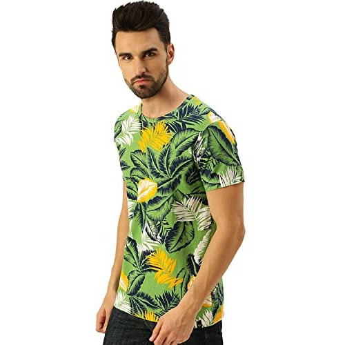 Veirdo Men's Regular Fit T-Shirt (Tsh_99_B102_L_Green_Large)