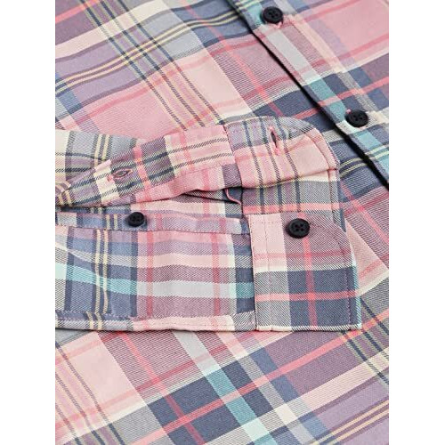 Dennis Lingo Men's Checkered Pink Slim Fit Casual Shirt With Spread Collar (Medium)