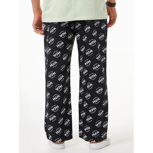 Bewakoof Men's All Over Printed Oversized Fit Cotton Pyjama_628784_Black_M