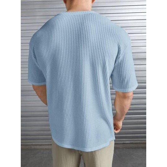 Trigger Mens Solid Dotted Unique Design Oversized Tshirt For Men - Round Neck Loose Fit Drop Shoulder Mens T-Shirt. (In, Alpha, 2Xl, Plus, Sky Blue)