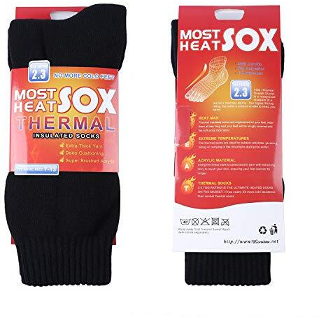Loritta Cotton 3 Packs Thermal Socks Mens - Warm Modern Socks For Extreme Temperatures, Black