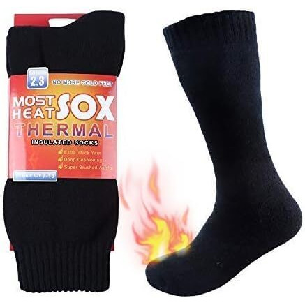 Loritta Cotton 3 Packs Thermal Socks Mens - Warm Modern Socks For Extreme Temperatures, Black