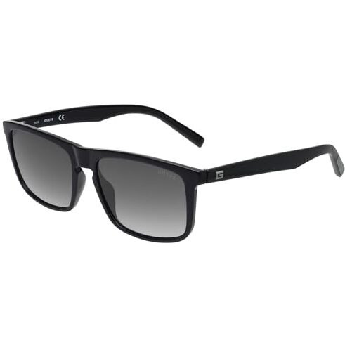 Guess|Black Full-Rim Square Branded Latest And Stylish Sunglasses|100% Uv Protection (Uv 400) Grey Gradient Faded Lens|Men|Large|Gu00025 01C 59 S