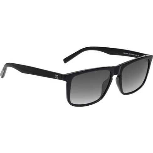 Guess|Black Full-Rim Square Branded Latest And Stylish Sunglasses|100% Uv Protection (Uv 400) Grey Gradient Faded Lens|Men|Large|Gu00025 01C 59 S