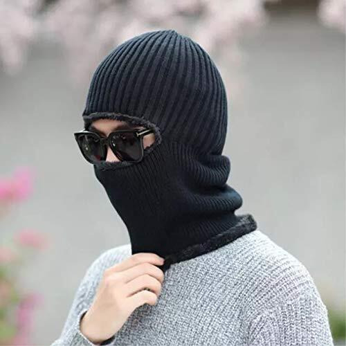 Huntsmans Era Soft Fur Woolen Winter Full Face Cover Monkey Caps For Men And Women/Balaclava Winter Cap/Monkey Caps (Black)