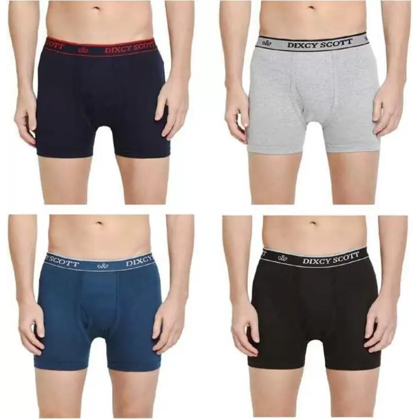 Dixcy Scott Cross Trunk For Men & Boys (Underwear/Trunk/Brief) (100% Cotton Trunk With Spandex Elastic) (Size- 80 Cm-110 Cm) (Multicolour-Assorted) (34 Inch_85 Cm, Pack Of 04 Pcs.)