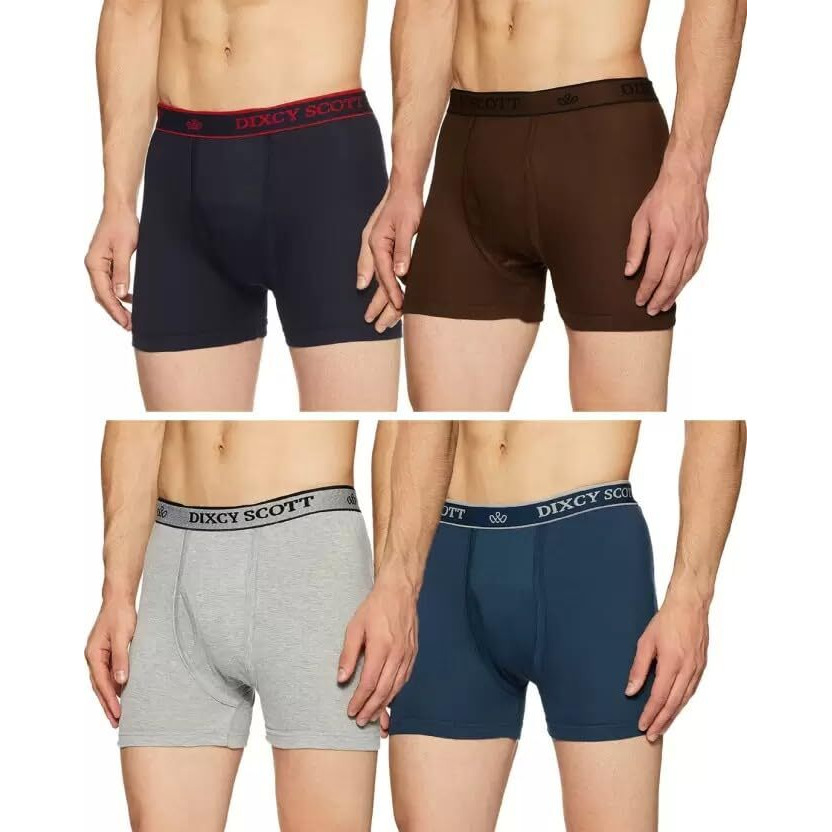 Dixcy Scott Cross Trunk For Men & Boys (Underwear/Trunk/Brief) (100% Cotton Trunk With Spandex Elastic) (Size- 80 Cm-110 Cm) (Multicolour-Assorted) (34 Inch_85 Cm, Pack Of 04 Pcs.)