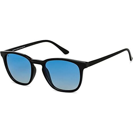 Vincent Chase By Lenskart | Blue Black Full Rim Square Stylish Sunglasses | Polarized And Uv Protected | For Men And Women | Large | Vc S14090