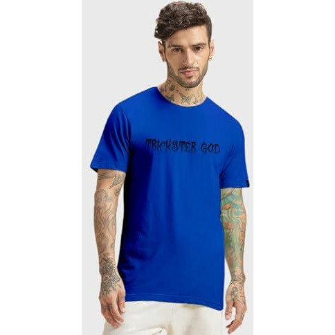 Bewakoof Men's Monkey King Graphic Printed Cotton T-Shirt Regular Fit, Round Neck, Half Sleeves_589865_Blue_M