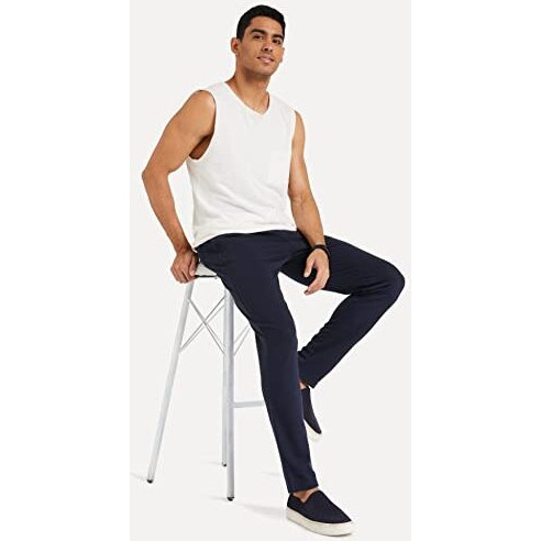 Amazon Brand - Symbol Men's Cotton Blend Jersey Track Pants (Regular Fit) Iris Navy Xl, Mid Rise
