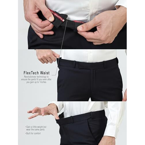 Mc Henry Men's Premium Waist Expandable Wrinkle Free Slim Fit Trousers (Esfblue9-36_Colour-Blue_Size-36), Mid Rise