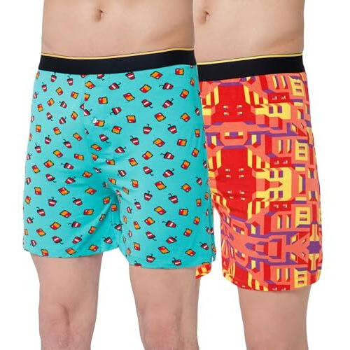 Bummer Printed Micro Modal Boxers Shorts For Men  Ultra Soft & Breathable, 3 Times Softer Than Cotton, Anti-Bacterial, Stretchable For Ultimate Comfort, Combo Pack Of 2 (A Shark Tank Product)