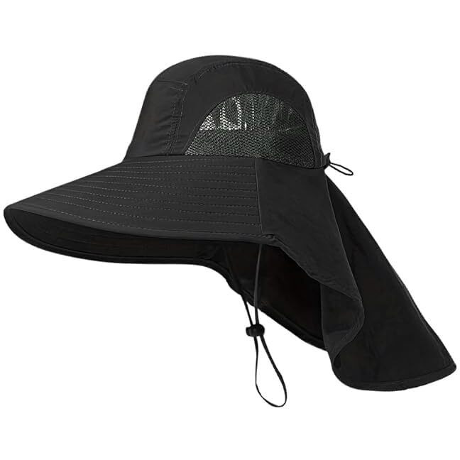 Gustave Polyester Hat For Men, Upf 50+ Protection Wide Brim & Neck Flap Bucket Hat, Breathable Mesh, Adjustable Fit, Windproof Strap - Fashionable & Durable For Hiking, Fishing, Gardening