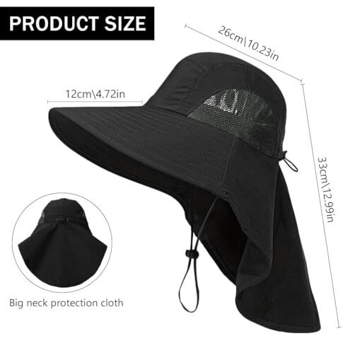 Gustave Polyester Hat For Men, Upf 50+ Protection Wide Brim & Neck Flap Bucket Hat, Breathable Mesh, Adjustable Fit, Windproof Strap - Fashionable & Durable For Hiking, Fishing, Gardening