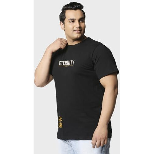 Bewakoof Men's Graphic Printed Regular Fit Plus Size T-Shirt_625677_Black_5Xl