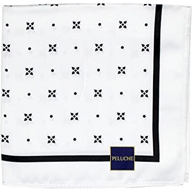 Peluche Polka Dots Floral Print White Pocket Square For Men