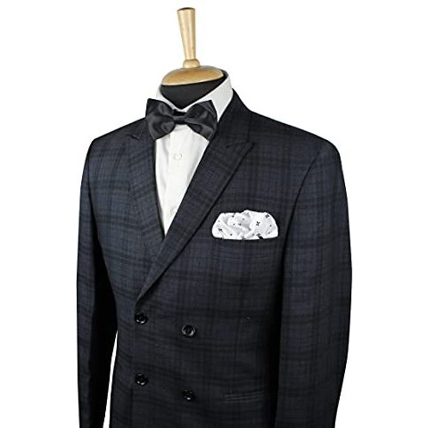 Peluche Polka Dots Floral Print White Pocket Square For Men