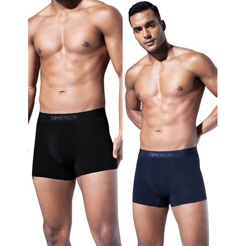 Damensch Men Deo-Soft Supima Modal Trunks-Pack Of 2-Kentt Blue, Wayn Black-Medium