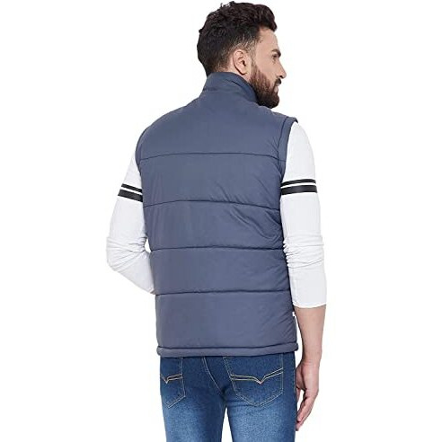 Ben Martin Men's Quilted Bomber Jacket Navy Blue-Red 001 L - Synthetic, Standard Length