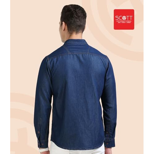 Scott International Men's Blue Denim Shirt | Denim Full Sleeve Shirt | Mens Shirt | Jeans Shirt For Men | Denim Casual Shirt | Shirt For Men | Shirt For Men Stylish