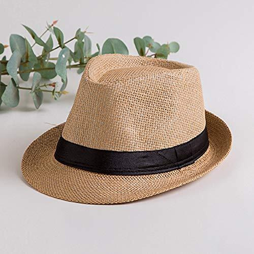 Accery Fashion Straw Fedora/Trilby Summer Hat For Men (Jute Beige)