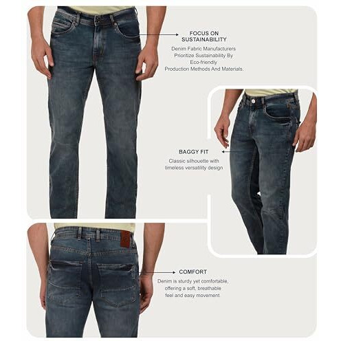 I'sol MenS Loose Baggy Fit Wide Legged Jeans