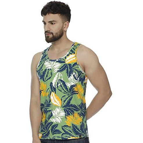 Veirdo Men's Regular Fit Tank Top (Tsh_G4_B102_L_Green_Large)