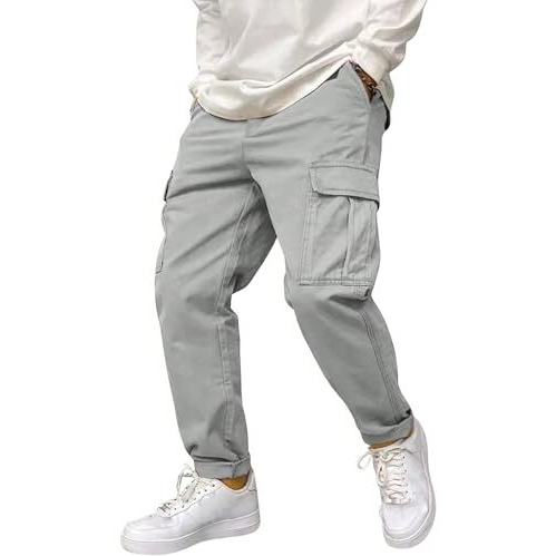 Poshax Cotton Cargo Pants For Men | Cargos For Men (Cargo 131 Grey-M)