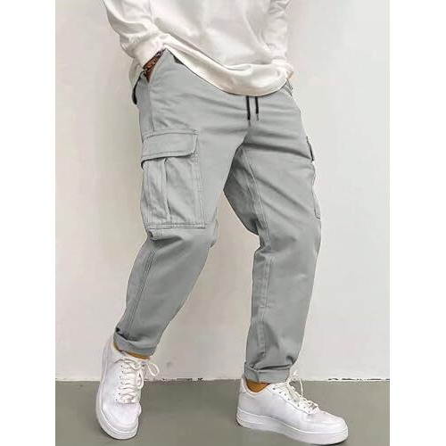 Poshax Cotton Cargo Pants For Men | Cargos For Men (Cargo 131 Grey-M)