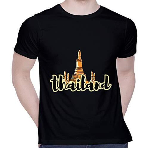 Creativit Graphic Printed T-Shirt For Unisex Thailand Tshirt | Casual Half Sleeve Round Neck T-Shirt | 100% Cotton | D00867-37_Black_X-Large